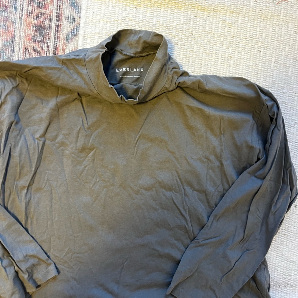 Everlane Olive Green Long Sleeve Turtleneck Top
